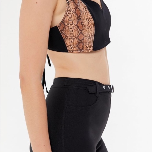 Urban Outfitters Python Tie Back Ultra Cropped Bralette Top - Picture 6 of 14